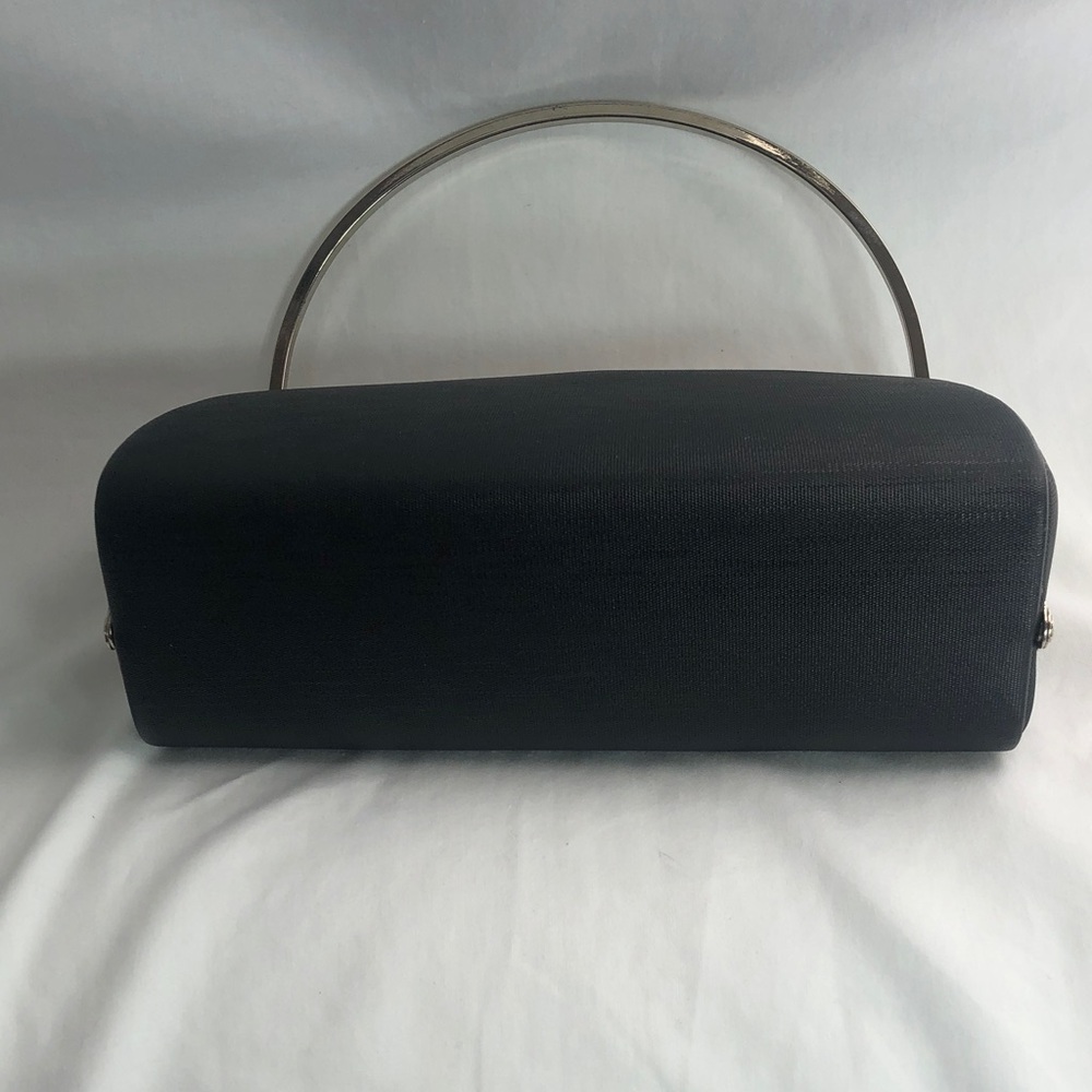Classic Black Hard Bodied Evening Bag With Silver-Tone  Hardware - Picture 7 of 14